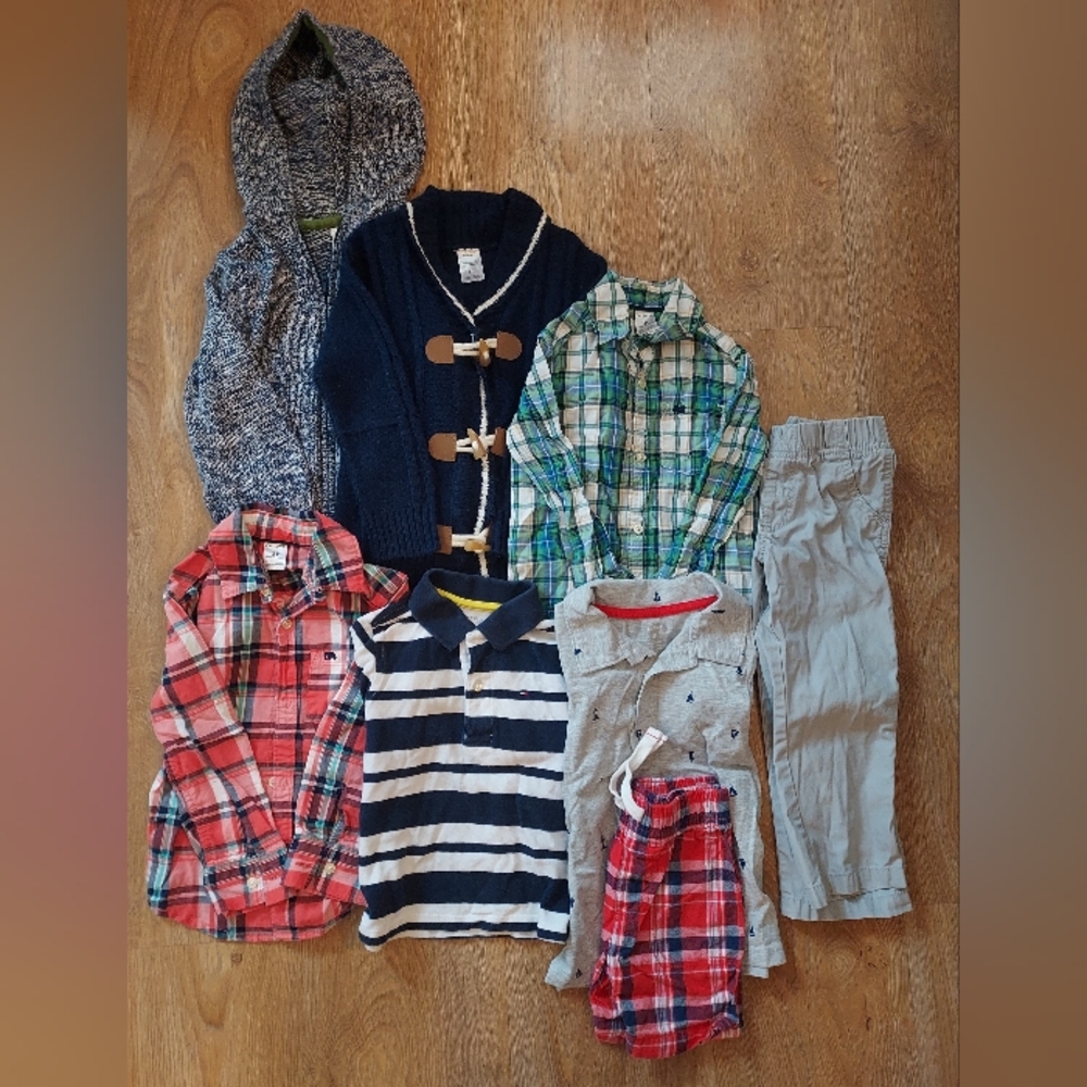 3T Toddler Boy BUNDLE Navy Knit Sweaters, Button Down Shirts, Pant and Short set